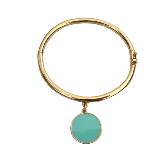 KATE SPADE Something Blue hinged bangle bracelet enamel charm - Picture 2 of 6
